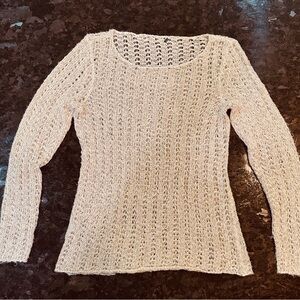 Chic cream open weave knit with gold threading Sweater